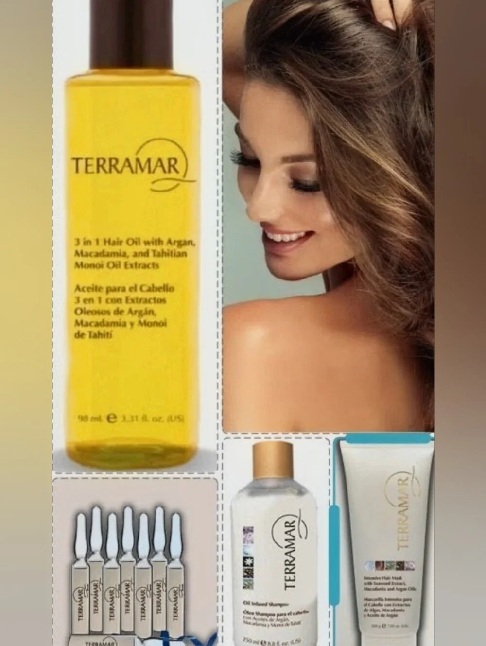 Terramar Kit For Hair Shampoo-oleo Reparador-ampolletas Para Puntas Y Mascarilla